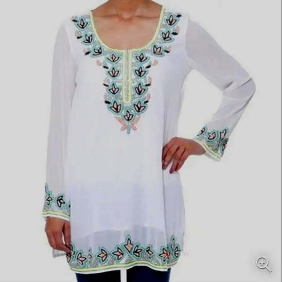 LUCKY & COCO Women's Sheer Beaded Cover Up - Picture 3 of 11